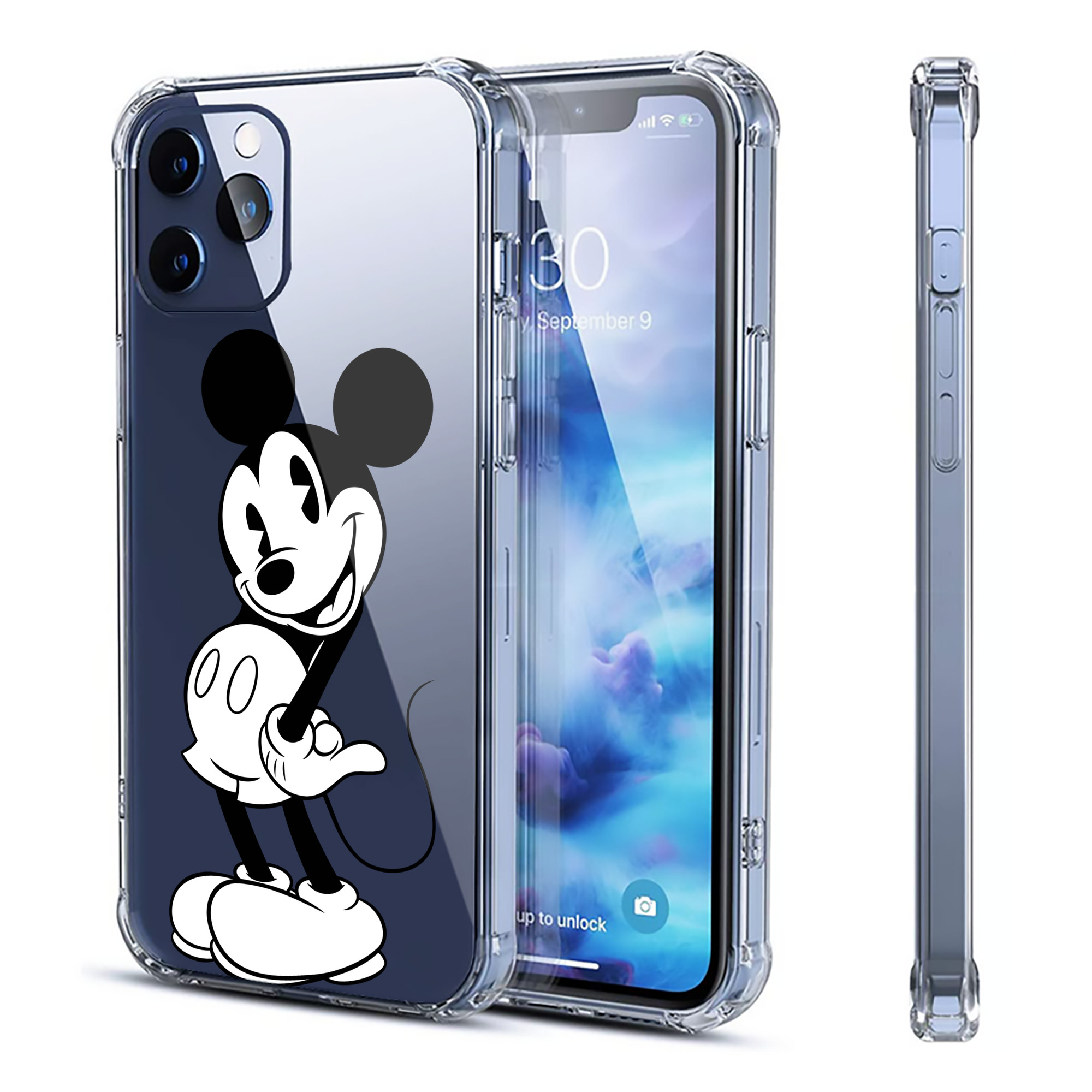 （画像用） ミッキーマウス Mickey Mouse 【iPhone 12シリーズ対応】透明スマホケース（クリアソフトケース）